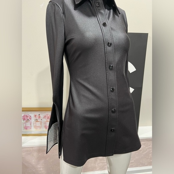 ALEXANDER WANG  crystal-embellished split-cuff shirt 1CC1221550-00. - Picture 1 of 16